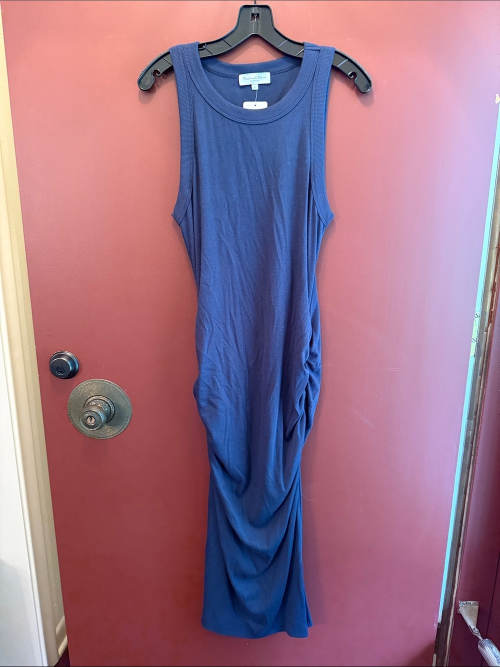 Michael Stars Sleeveless Navy Blue Ruched Maxi Dress